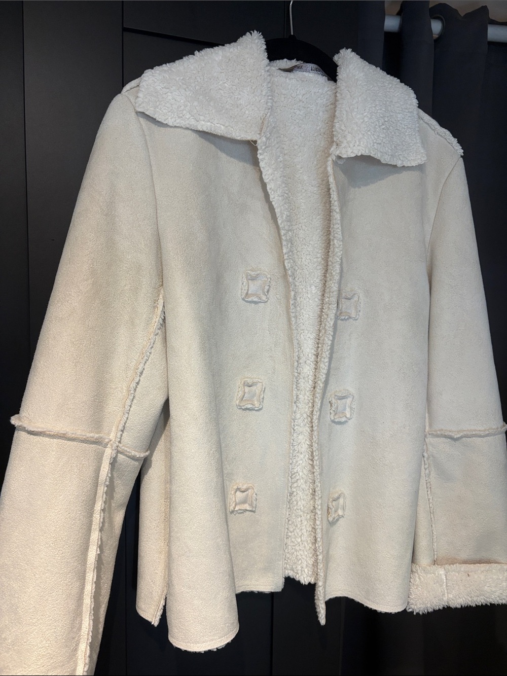Abby & FRIENDS Cream Sherpa-Lined Teddy Coat